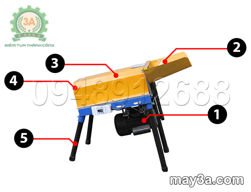Hình ảnh: Cấu tạo Máy tách hạt ngô 2 nòng 3A750W