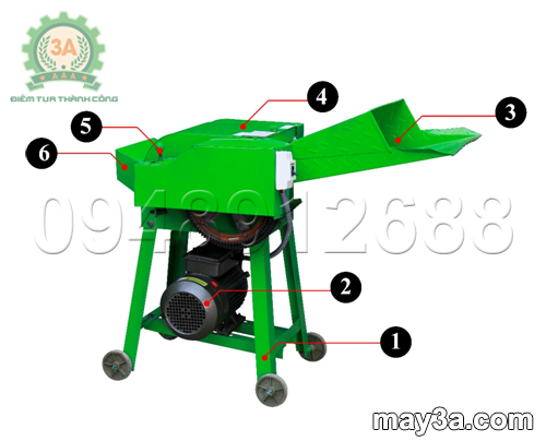 Cấu tạo Máy băm thân cây ngô, cỏ voi 3A2,2Kw