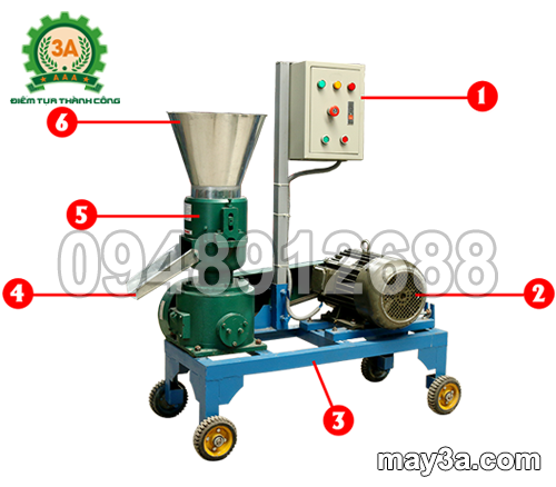 Hình ảnh: Cấu tạo của Máy ép cám viên trục đứng 3A7,5Kw