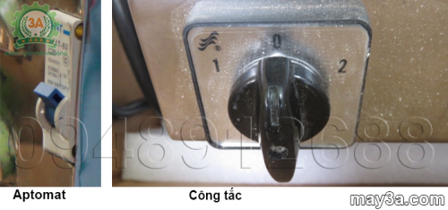 Bật aptomat và công tắc để hoạt động