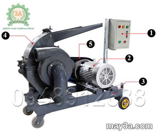 Hình ảnh: Cấu tạo Máy nghiền cám dạng đúc 3A7,5Kw