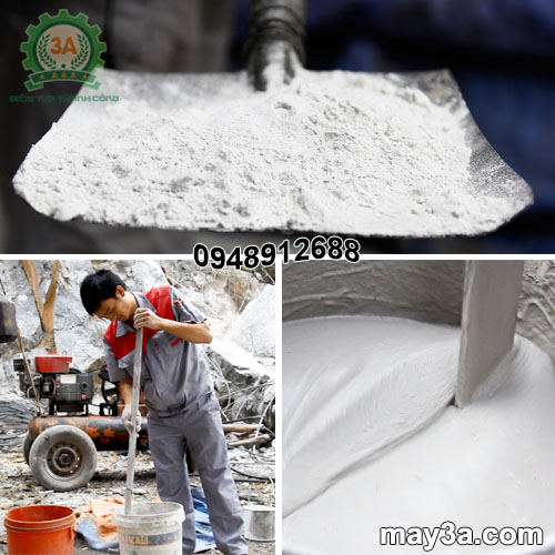 Kỹ thuật viên trộn bột nở tách đá thành vữa