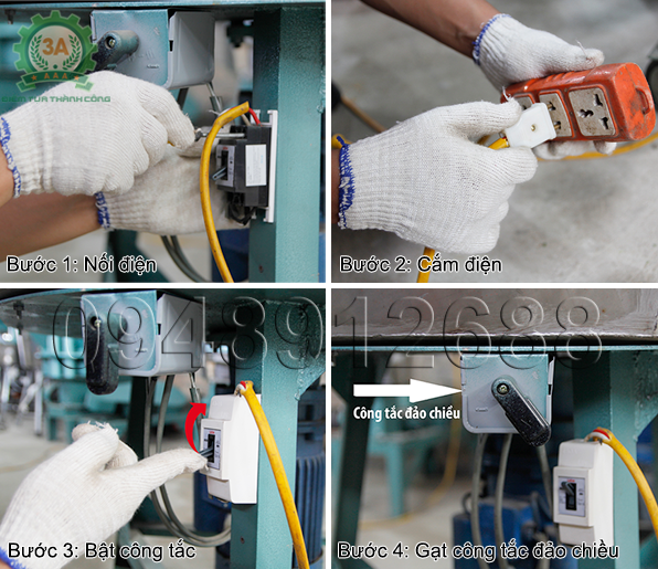 Các bước vận hành Máy trộn thức ăn cho gà 1 pha 3A3Kw
