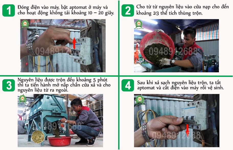 Hướng dẫn sử dụng Máy trộn kiểu ngang 3A3Kw