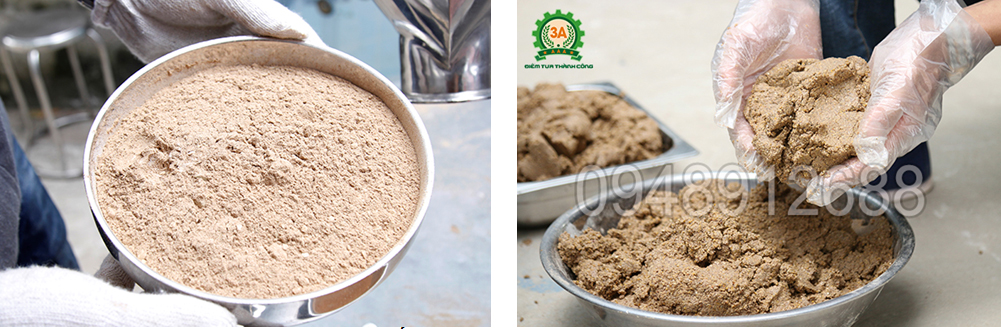 Bột thuốc trước và sau khi trộn ướt