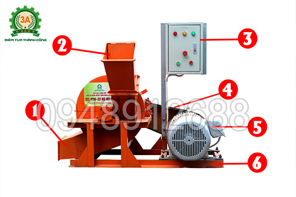 Cấu tạo Máy băm nghiền cây gỗ 3A15Kw