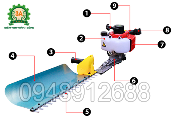 Hình ảnh cấu tạo của Máy cắt hàng rào 3A1Hp