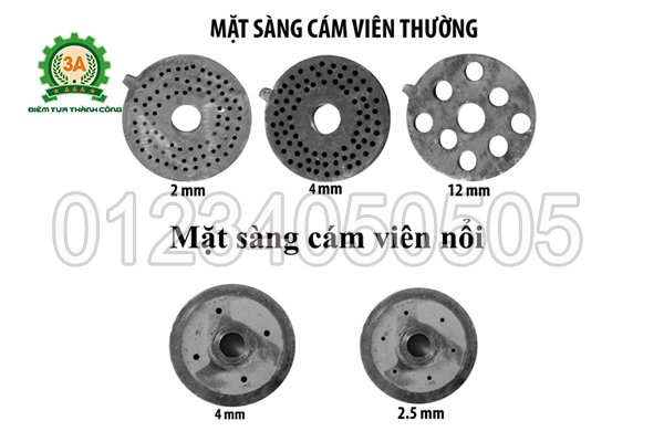Các loại mặt sàng của máy ép cám viên nổi 3A7,5Kw