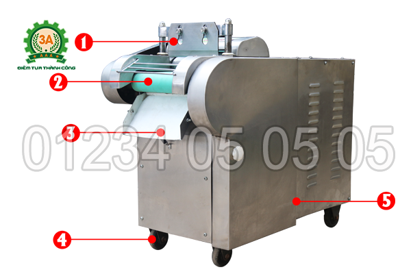 Cấu tạo máy thái rau, củ, quả 3A1,5Kw (loại băng tải)