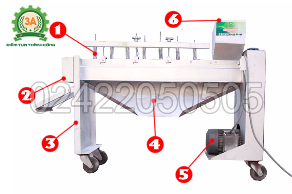 Hình ảnh cấu tạo máy tách vỏ xanh mắc ca 3A