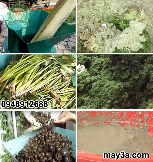Nguyên liệu trước và sau khi được nghiền nát nhuyễn bằng Máy chế biến thức ăn chăn nuôi gia súc, gia cầm 3A2,2Kw (phễu vuông)
