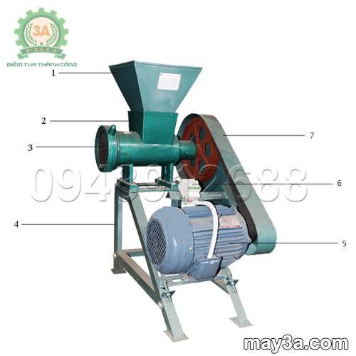 Cấu tạo của Máy nghiền ốc, xay cua 3A4Kw