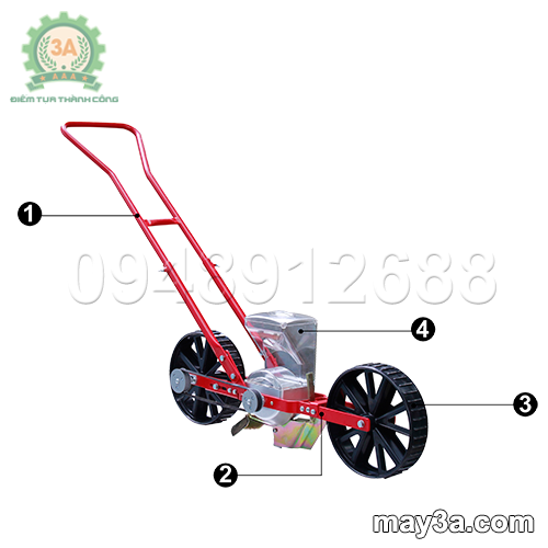 Cấu tạo của Dụng cụ gieo hạt giống một hàng 3A (kiểu xe đẩy)