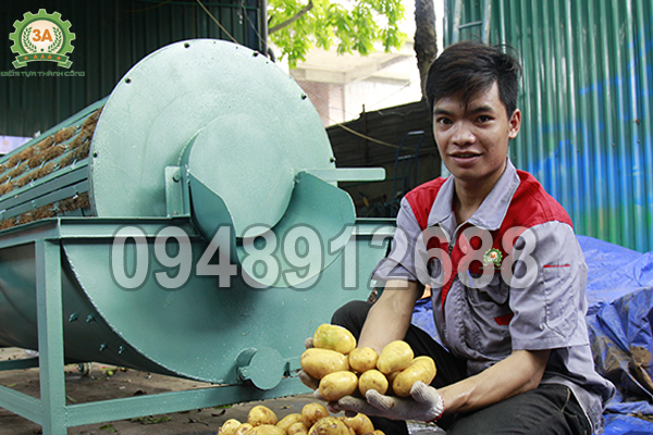 Máy rửa củ nông sản 3A XD500 không làm xảy ra hiện tượng dập nát nông sản