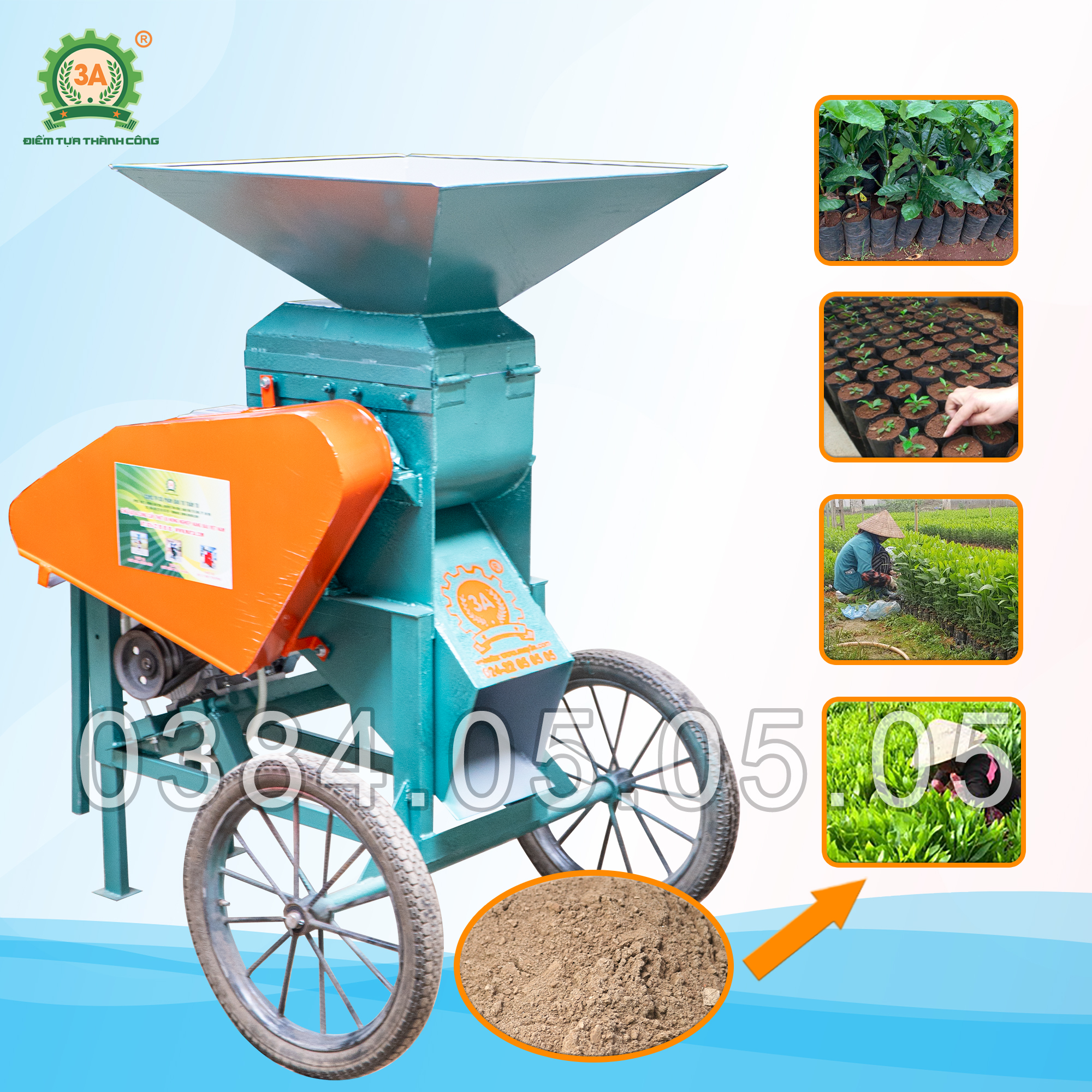 máy nghiền đất 2 tầng di động