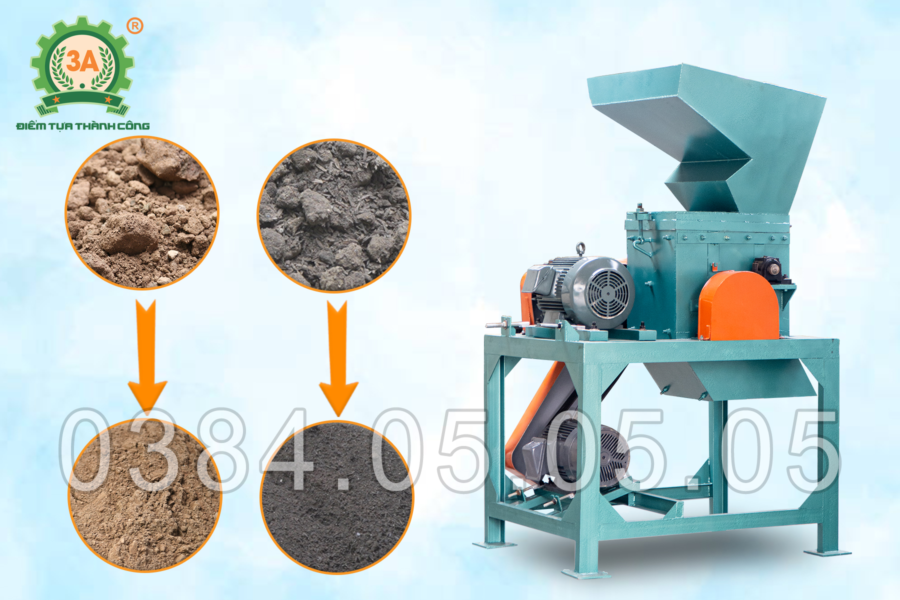 máy nghiền đất đánh tơi phân