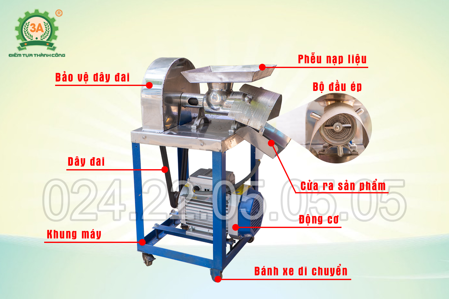 Cấu tạo máy ép cám chim 2,2kW