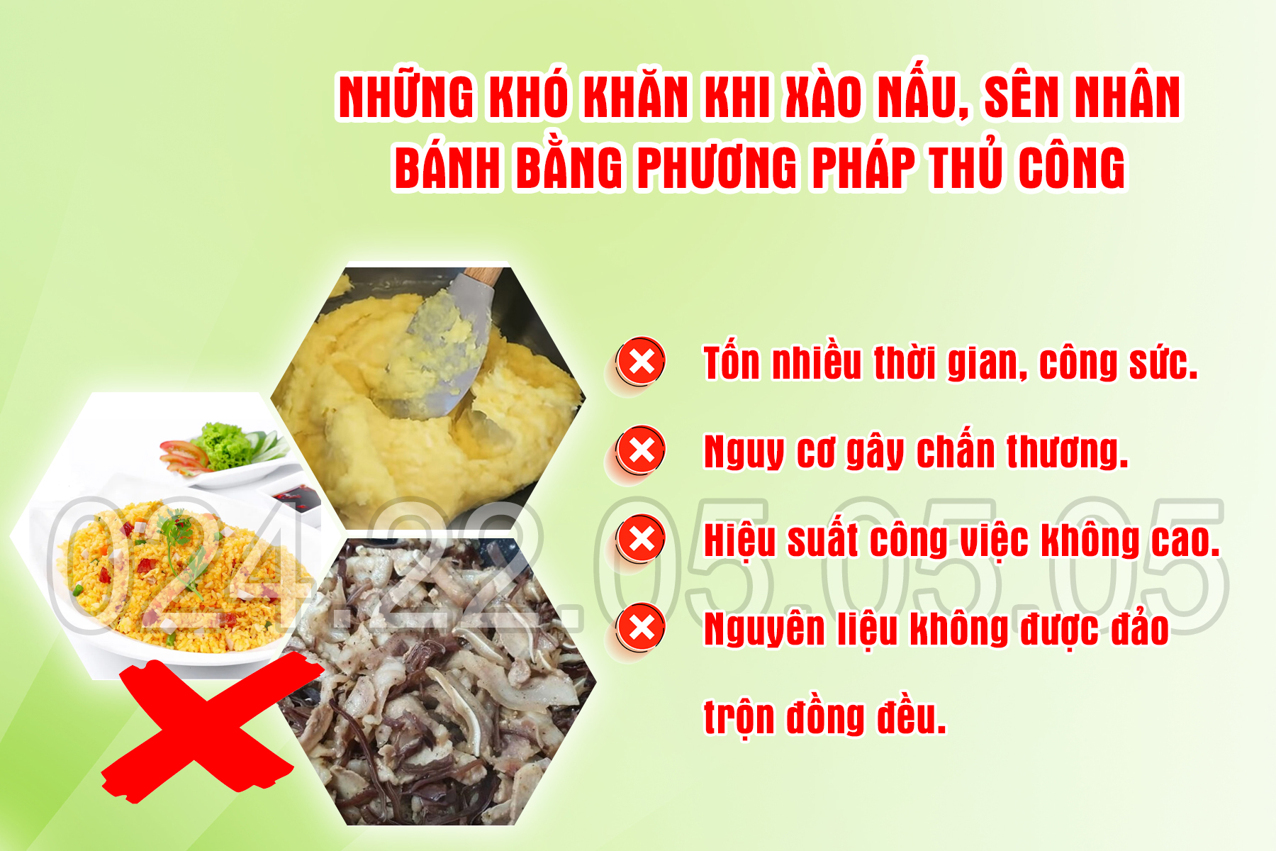 Những khó khăn khi xào nấu, sên nhân bánh thủ công.