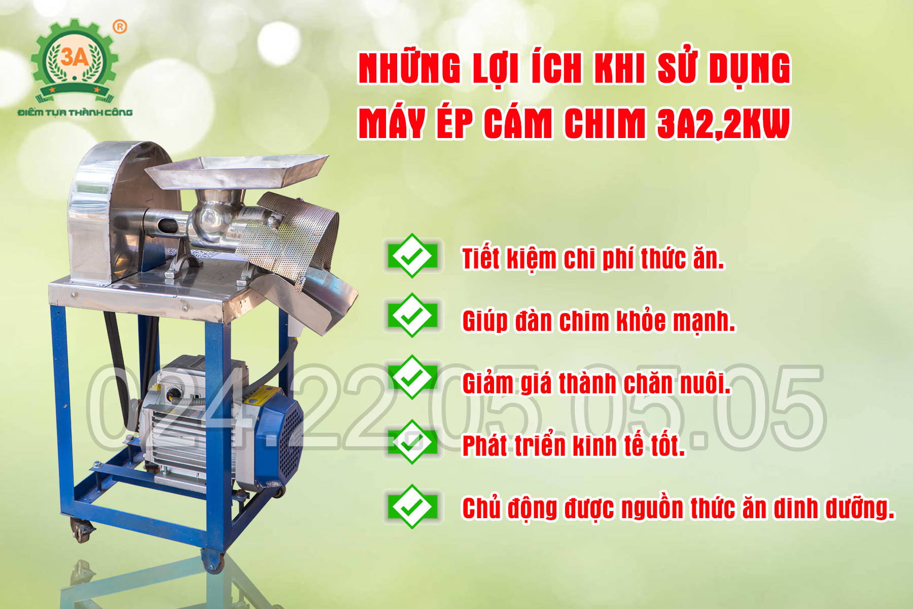 Lợi ích khi sử dụng máy ép cám chim 3A2,2kW