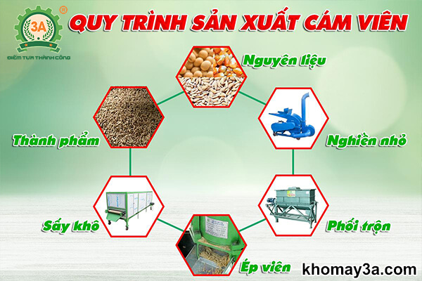 quy trình sản xất cám viên