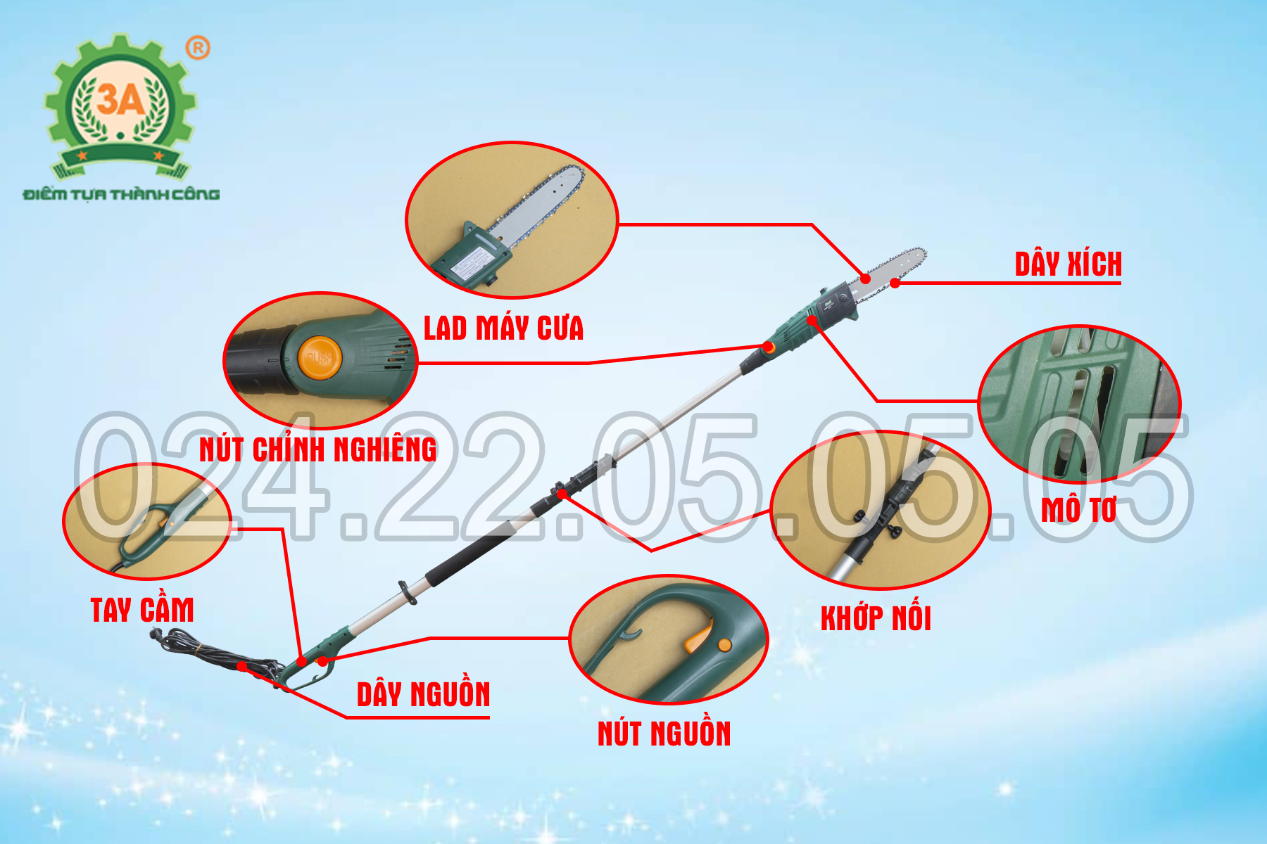 Cấu tạo Máy cắt tỉa cành chạy điên 3A