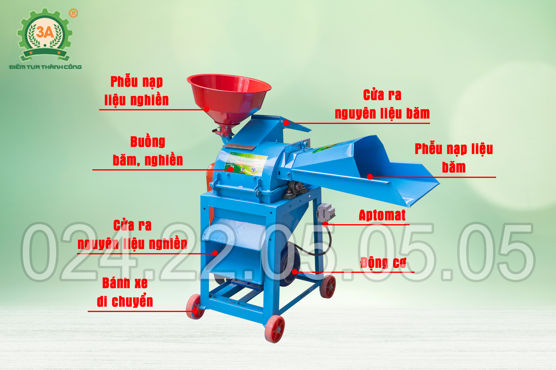 Cấu tạo của Máy băm cỏ, nghiền ngô đa năng 3A4kW