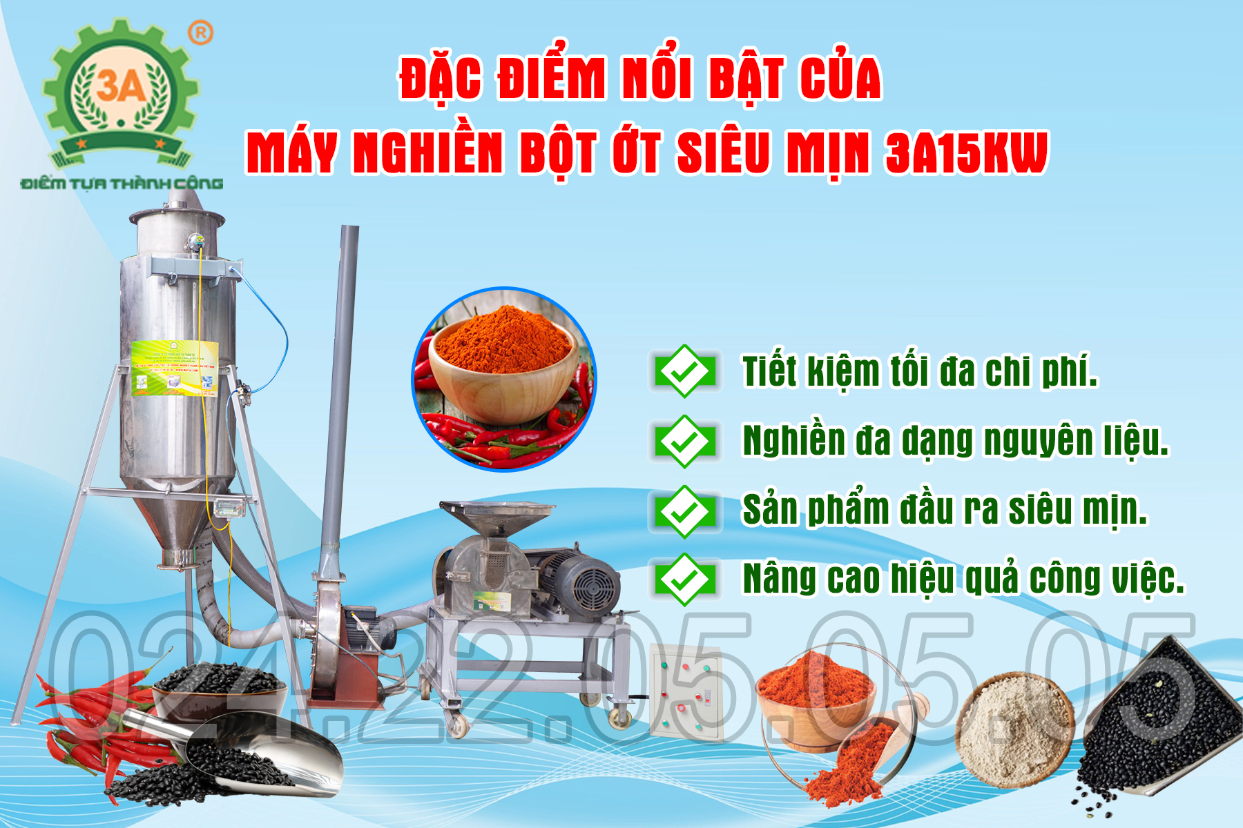 Đặc điểm nôi bật của máy nghiền bột ớt siêu mịn 3A