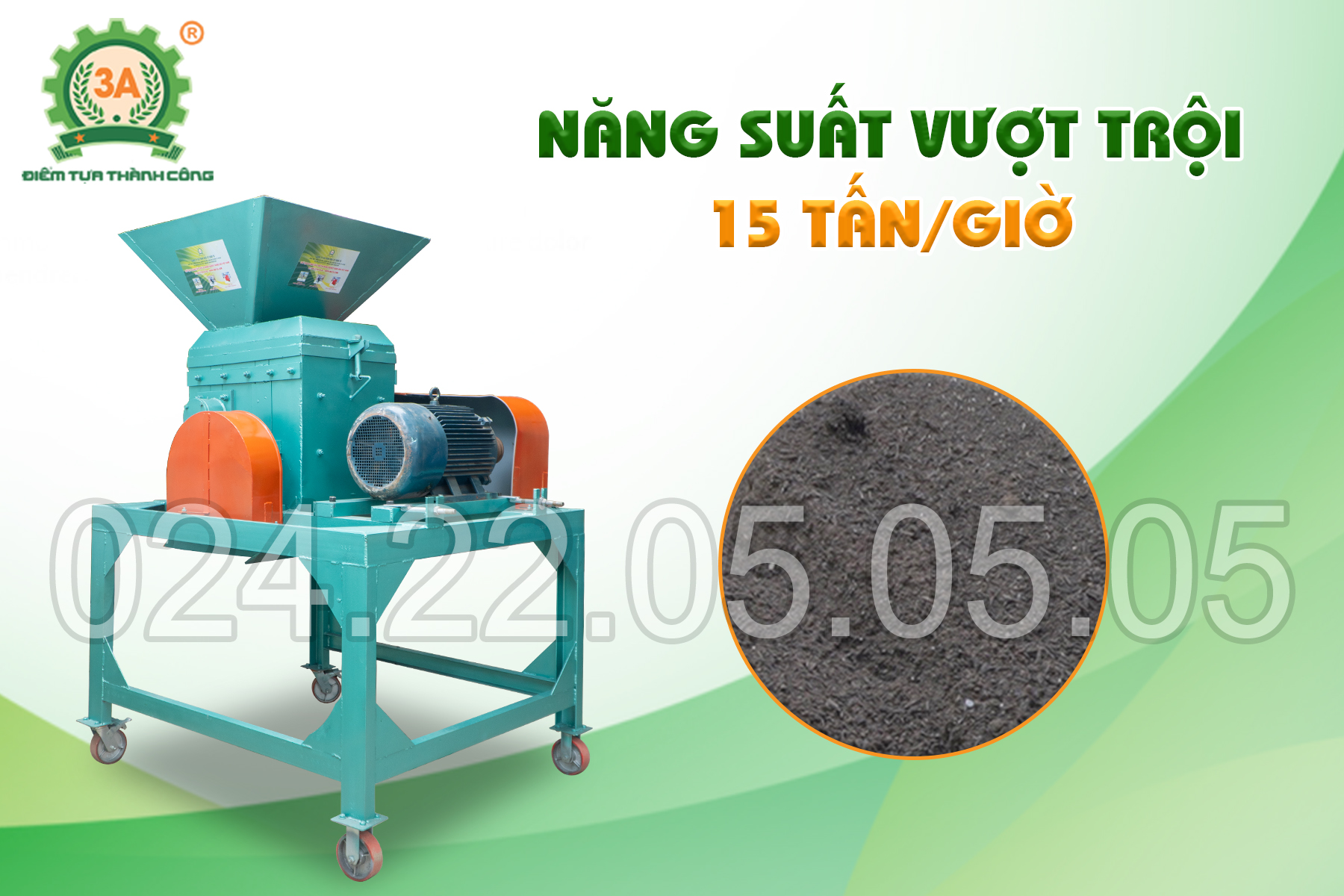 Năng suất vượt trội của máy nghiền đất, đánh tơi phân 3A