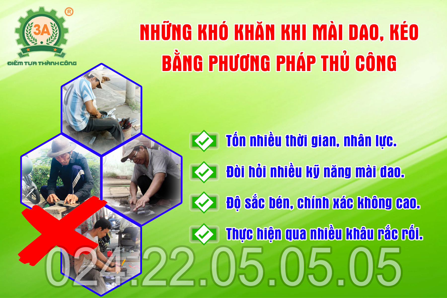 Khó khăn khi mài thủ công