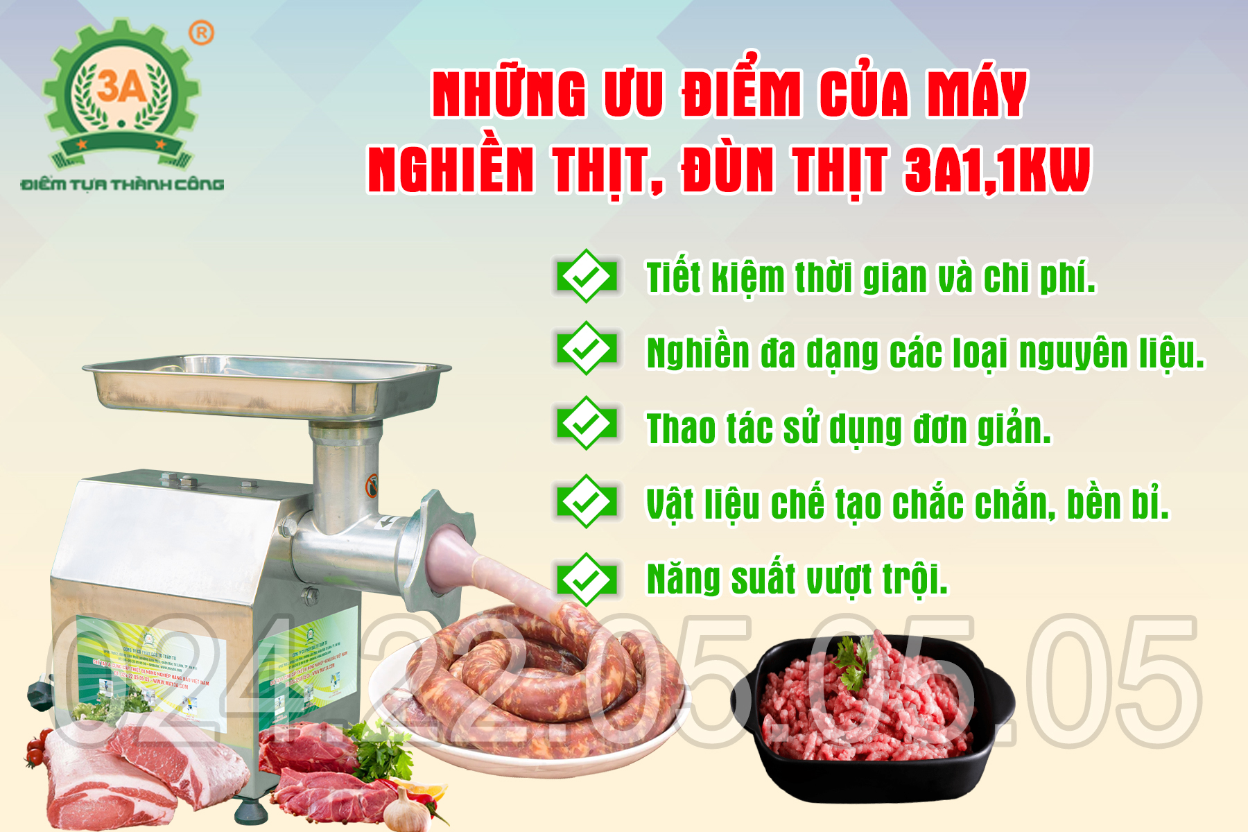 Ưu điểm của máy nghiền thịt, đùn thịt 3A