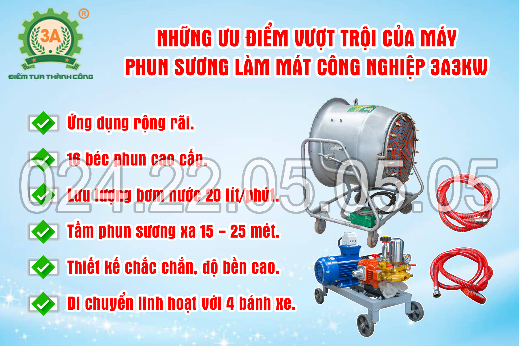 Ưu điểm của máy phun sương công nghiệp 3A
