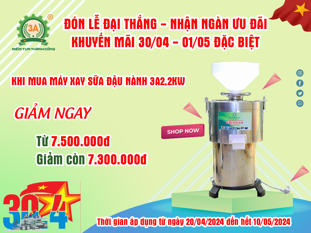 Máy làm sữa đậu nành 3A2,2Kw