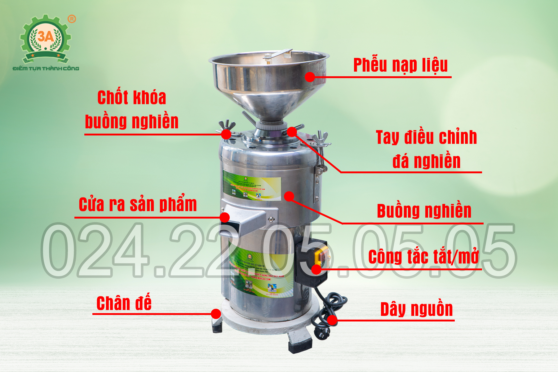 Cấu tạo Máy xay nhuyễn lạc vừng 3A1,1kW