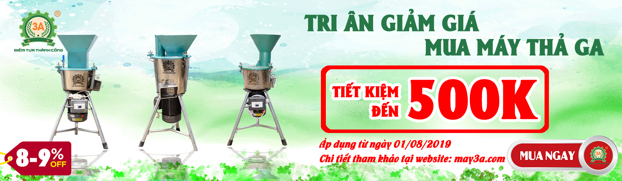 Chương trình khuyến mãi khi mua máy băm nghiền đa năng 3A