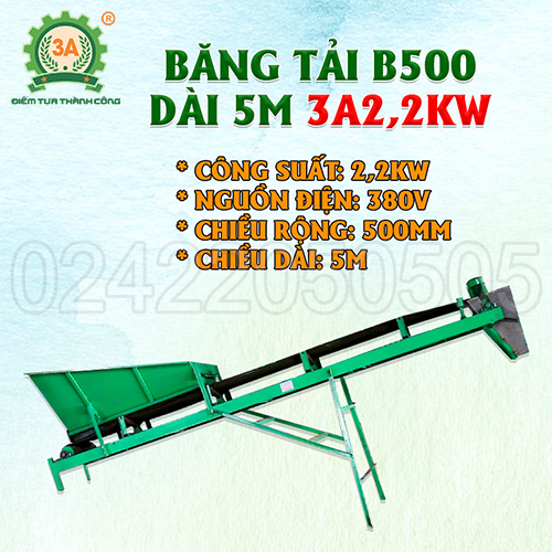 Băng tải B500 5M 3A2,2kw có biến tần