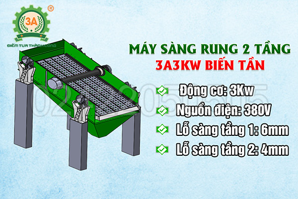Máy sàng rung 2 tầng 3A3kw biến tần