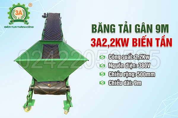 Băng tải B500 dài 9M 3A2,2Kw biến tần