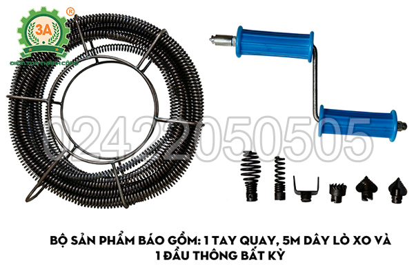 Trọn bộ sản phẩm Dây thông tắc tay quay 3A