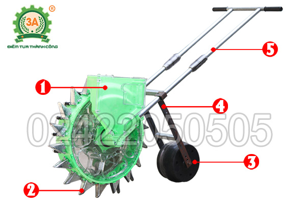 Cấu tạo của dụng cụ gieo hạt đẩy tay 3A