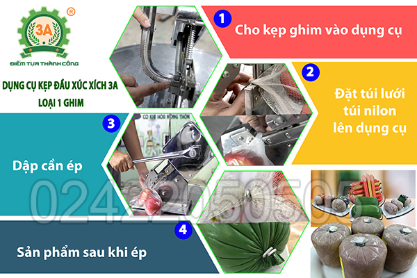 Dụng cụ kẹp đầu xúc xích 3A dập 1 ghim (09)