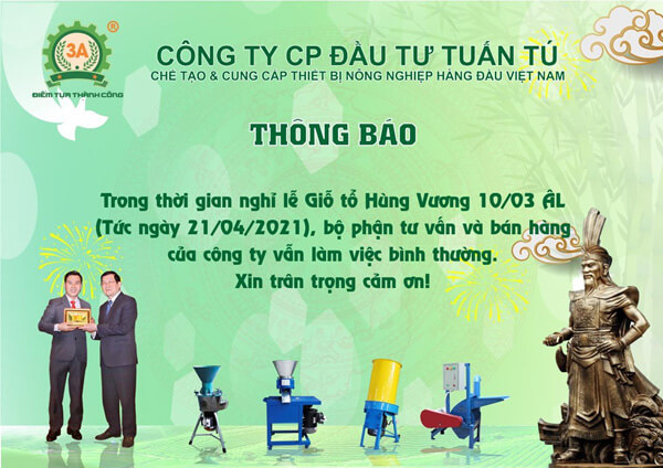 Thông báo lịch làm việc lễ Giỗ Tổ Hùng Vương 2021