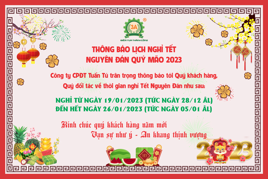Thông báo thời gian nghỉ Tết Nguyên Đán Quý Mão 2023 tại Hãng 3A