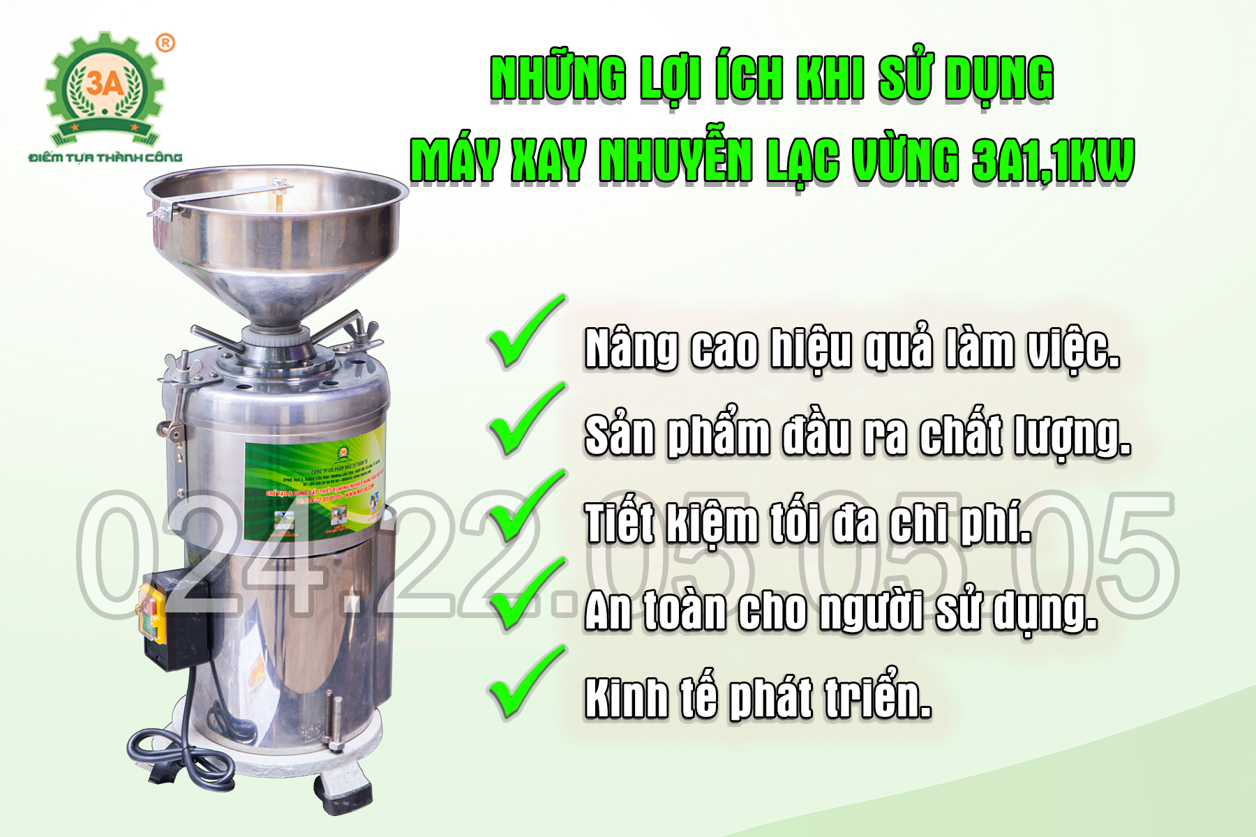 lợi ích khi sử dụng Máy xay nhuyễn lạc vừng 3A1,1kW