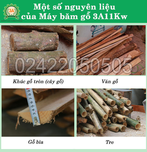 Nguyên liệu đầu vào của máy băm gỗ 3A11Kw