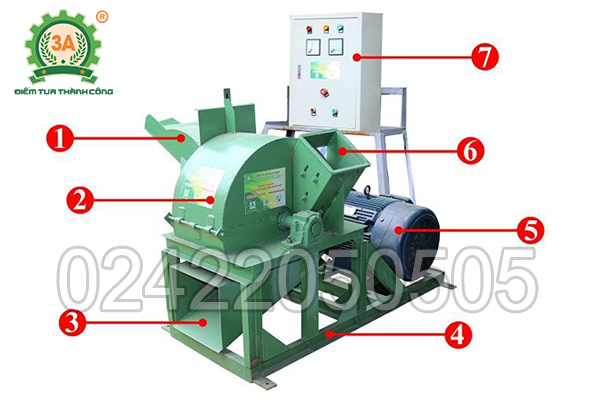 Cấu tạo của máy băm gỗ 3A55Kw