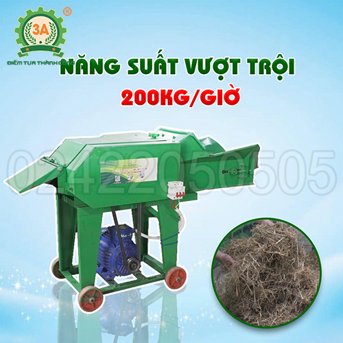 Máy băm rơm trồng nấm 3A3Kw 2 buồng băm