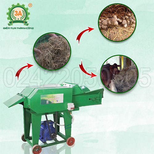 Máy băm rơm trồng nấm 3A3Kw 2 buồng băm