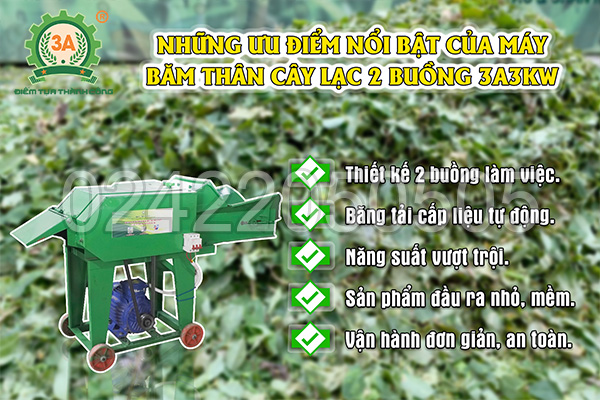 Những ưu điểm nổi bật của Máy băm thân cây lạc 2 buồng 3A3Kw
