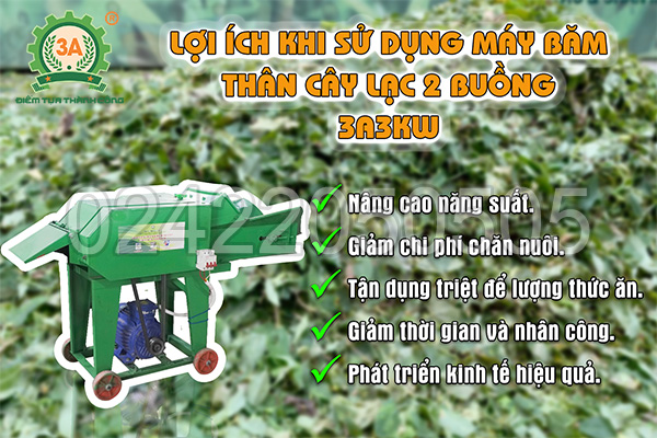 Những lợi ích khi sử dụng Máy băm thân cây lạc 2 buồng 3A3Kw mang lại: