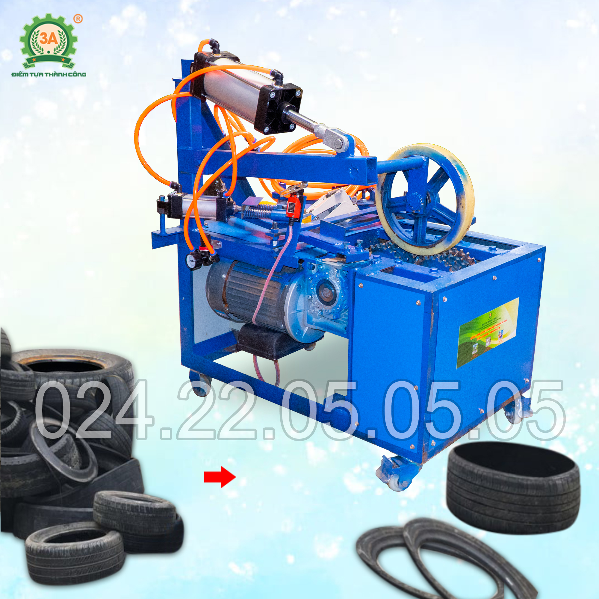 Máy cắt lốp cao su tái chế 3A3kW